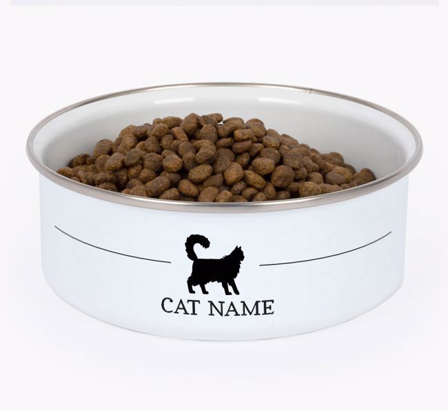Silhouette: Personalised {breedCommonName} Enamel Cat Bowl